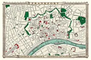 Maps of Germany PORTFOLIO Collection: George Bradshaws Plan of Frankfort, Germany 1896