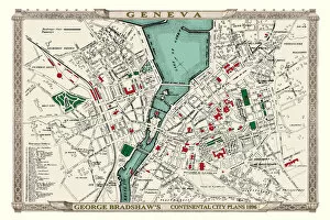 Bradshaw Map Gallery: George Bradshaws Plan of Geneva, Switzerland 1896