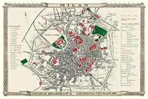 Maps of Italy PORTFOLIO Gallery: George Bradshaws Plan of Milan, Italy1896