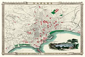 Images Dated 5th November 1896: George Bradshaws Plan of Naples, Greece 1896