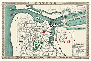 Images Dated 5th November 1896: George Bradshaws Plan of Ostend, Belgium 1896