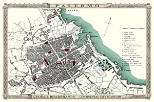 Images Dated 5th November 1896: George Bradshaws Plan of Palermo, Italy1896