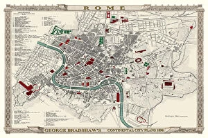 Bradshaw Map Gallery: George Bradshaws Plan of Rome, Italy 1896