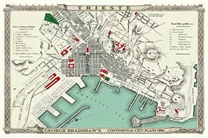 Maps of Italy PORTFOLIO Gallery: George Bradshaws Plan of Trieste, Italy 1896