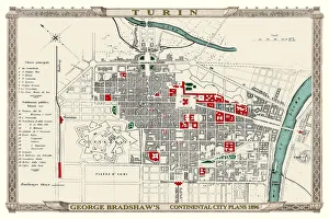 : George Bradshaws Plan of Turin, Italy1896