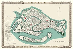 Maps of Italy PORTFOLIO Collection: George Bradshaws Plan of Venice, Italy 1896