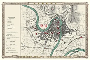 : George Bradshaws Plan of Verona, Italy 1896
