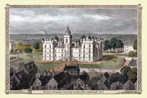 Images Dated 3rd February 2021: Heriots Hospital, from the Castle Hill, Edinburgh 1831