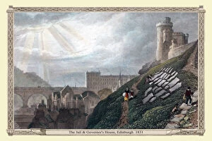 19th & 18th Century UK City Views PORTFOLIO Gallery: The Jail & Governors House, Edinburgh 1831
