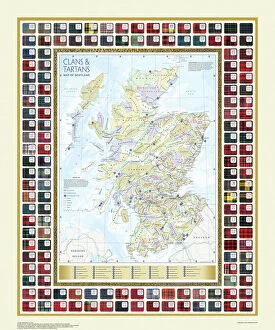 Scotland and Counties PORTFOLIO Gallery: Map of the Clans and Tartans of Scotland