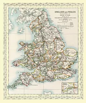 England with Wales PORTFOLIO Gallery: Map of England and Wales as it appeared after the Accession of The House of Tuder
