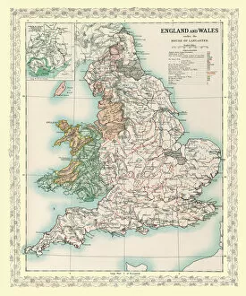 : Map of England and Wales as it appeared under the House of Lancaster