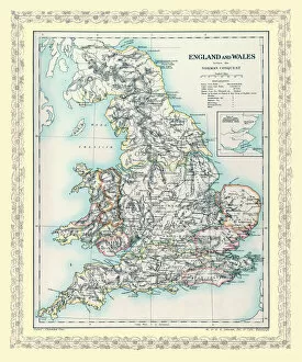 England with Wales PORTFOLIO Gallery: Map of England and Wales as it appeared before the Norman Conquest