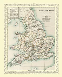 England with Wales PORTFOLIO Gallery: Map of England and Wales showing the Parliamentary Representation prior to the Reform Bill of 1832