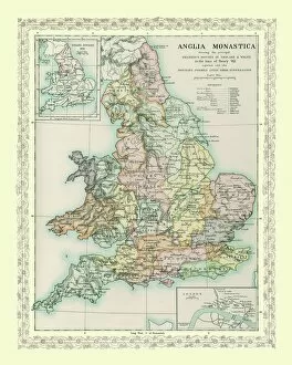 England with Wales PORTFOLIO Gallery: Map of England and Wales showing the Principal Religious Houses in the time of Henry VIII