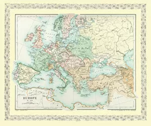 Old Maps of Europe and Small Islands of Europe PORTFOLIO Collection: Map of Europe showing how it appeared in the year AD 1740