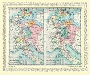 Framed Print : Two Maps of Central Europe that illustrate how the region looked during the years of conflict between AD 1795 and AD 1803 Framed Print : Two Maps of Central Europe that illustrate how the region looked during the years of conflict between AD 1795 and AD 1803
