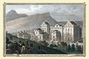 Edinburgh Collection: The New Bridewell, Salisbury Craigs, and Arthurs Seat from Calton Hill 1831
