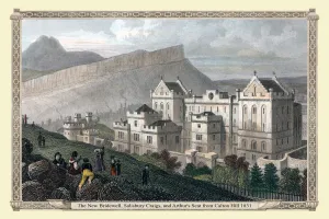 Images Dated 3rd February 2021: The New Bridewell, Salisbury Craigs, and Arthurs Seat from Calton Hill 1831