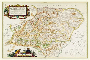 Johan Blaeu Map Gallery: Old County Map of Aberdeen and Banff 1654 by Johan Blaeu from the Atlas Novus