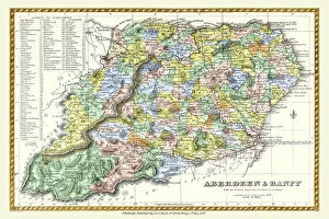 Old Scottish County Map Gallery: Old County Map of Aberdeen and Banff Scotland 1847 by A&C Black