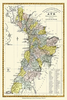 Old Scottish County Map Collection: Old County Map of Ayr Scotland 1847 by A&C Black