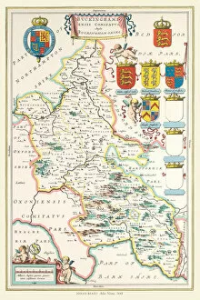 County Map Of England Collection: Old County Map of Buckinghamshire 1648 by Johan Blaeu from the Atlas Novus