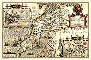 County Map Gallery: Old County Map of Caernarvonshire, Wales 1611 by John Speed