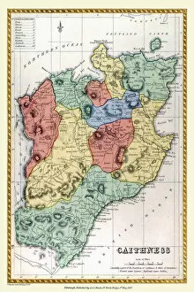 Old Scottish County Map Gallery: Old County Map of Caithness Scotland 1847 by A&C Black