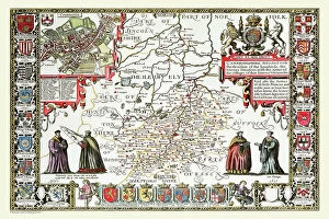 Old English County Map Gallery: Old County Map of Cambridgeshire 1611 by John Speed