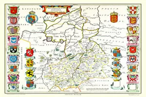 Old English County Map Collection: Old County Map of Cambridgeshire 1648 by Johan Blaeu from the Atlas Novus