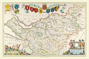 Blaeu Family Gallery: Old County Map of Cheshire 1648 by Johan Blaeu from the Atlas Novus