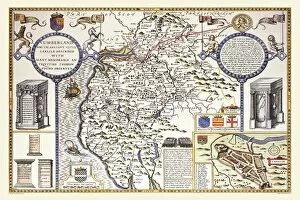 John Speed Map Collection: Old County Map of Cumberland 1611 by John Speed
