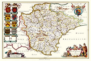 Johan Blaeu Gallery: Old County Map of Devonshire 1648 by Johan Blaeu from the Atlas Novus