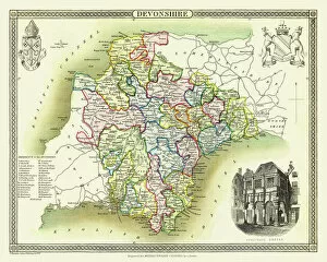Old County Map of Devonshire 1836 by Thomas Moule