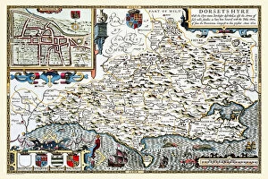 England and Counties PORTFOLIO Gallery: Old County Map of Dorsetshire 1611 by John Speed