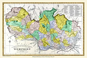 Scottish County Map Gallery: Old County Map of Dumfries Scotland 1847 by A&C Black