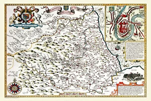 Old English County Map Gallery: Old County Map of Durham 1611 by John Speed
