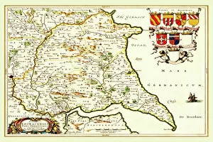 Old Blaue Map Gallery: Old County Map of the East Riding of Yorkshire 1648 by Johan Blaeu from the Atlas Novus
