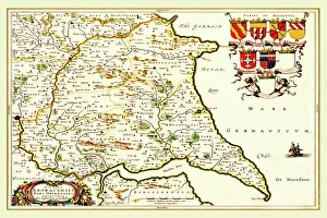County Map Prints: Old County Map of the East Riding of Yorkshire 1648 by Johan Blaeu from the Atlas Novus