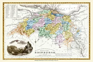 Scottish County Map Gallery: Old County Map of Edinburgh Scotland 1847 by A&C Black