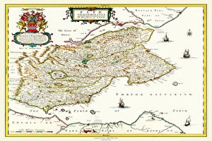 Images Dated 5th November 2020: Old County Map of Fife 1654 by Johan Blaeu from the Atlas Novus