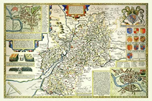 Old County Map Gallery: Old County Map of Gloucestershire 1611 by John Speed