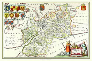 Old English County Map Gallery: Old County Map of Gloucestershire 1648 by Johan Blaeu from the Atlas Novus