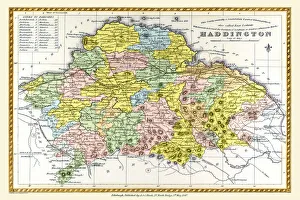 Scottish County Map Gallery: Old County Map of Haddington Scotland 1847 by A&C Black