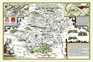 Images Dated 5th November 2020: Old County Map of Hertfordshire 1611 by John Speed