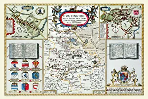 Speed Map Prints: Old County Map of Huntingdonshire 1611 by John Speed