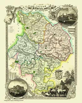 Thomas Moule Collection: Old County Map of Huntingdonshire 1836 by Thomas Moule