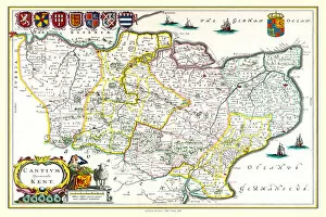 Old English County Map Gallery: Old County Map of Kent 1648 by Johan Blaeu from the Atlas Novus