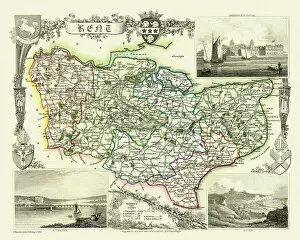 Thomas Moule Collection: Old County Map of Kent 1836 by Thomas Moule